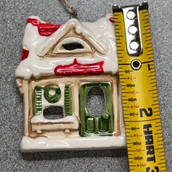 Fitz & Floyd Vtg Handpainted Ceramic House Ornament 1978 Japan Chirstmas Wreath - Picture 4 of 4